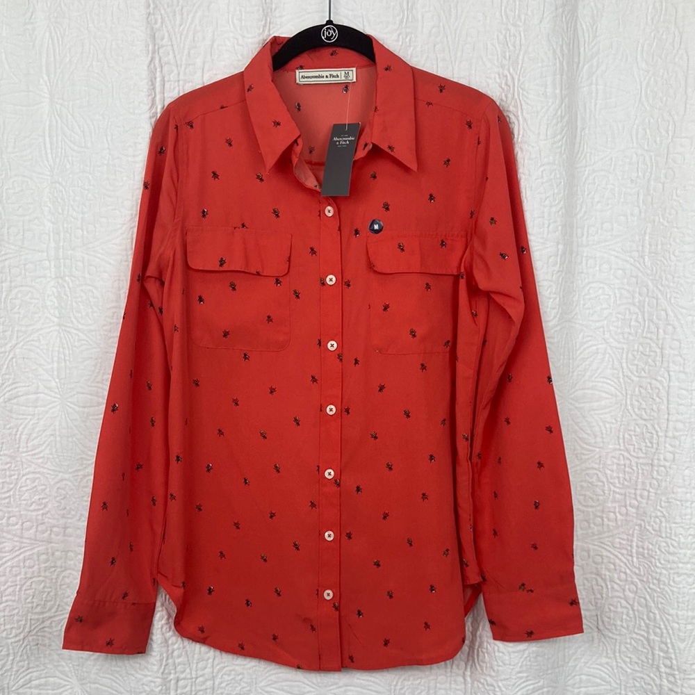 Abercrombie & Fitch Red Button Down Shirt